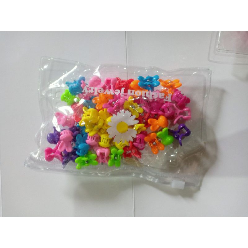 Set 50 Kẹp Tóc Càng Cua Mini Nhiều Màu Cho Bé Gái kèm túi zip xinh