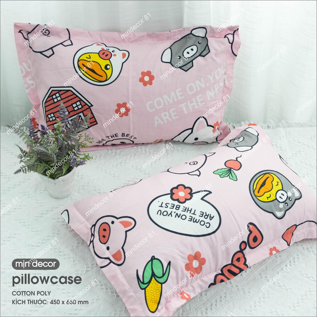 Vỏ gối nằm cotton 3D mềm mại MỊN DECOR họa tiết dễ thương | BigBuy360 - bigbuy360.vn