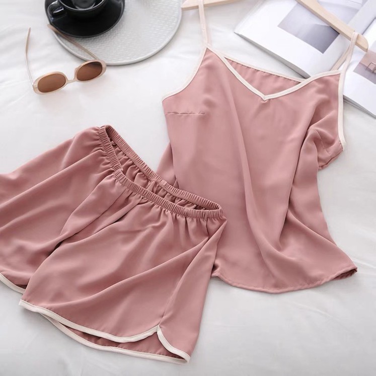 Bộ ngủ lụa hai dây🎀Bộ đồ Pijama nữ cao cấp Tằm Thái💃 | BigBuy360 - bigbuy360.vn