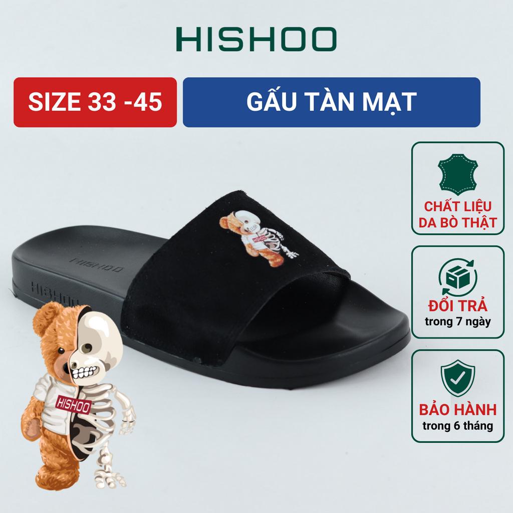 Dép quai ngang slipper cho bé trẻ em BIG SIZE Gấu Tàn Mạt cao cấp nam, nữ HISHOO siêu nhẹ da bò size 33 - 44 U078