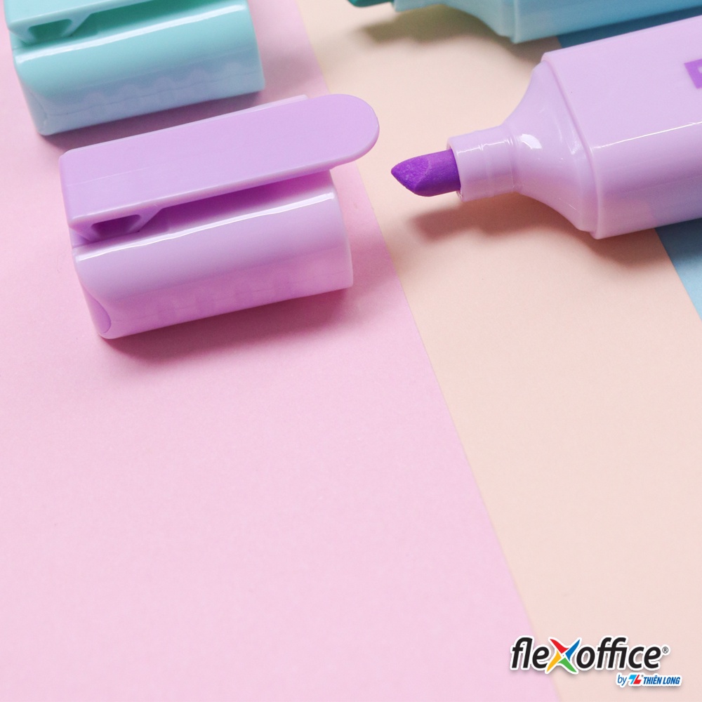 Bút dạ quang màu Pastel Thiên Long Flexoffice Pazto FO-HL009/VN - Rửa được - Không để lại vết khi Photocopy