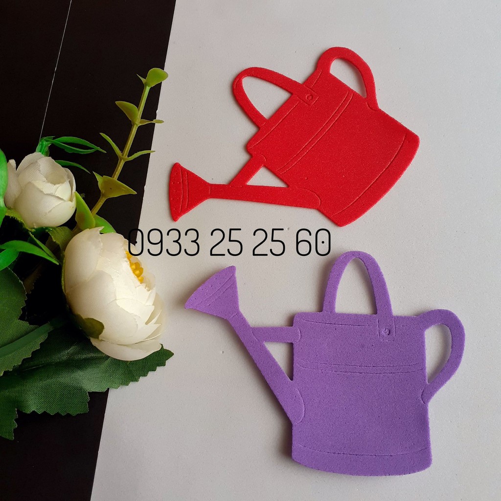 4 bình hoa / bình tưới nước bằng giấy xốp, 9x7cm - Hình trang trí thiệp, phong thư, bưu thiếp, bao lì xì- khuôn cắt