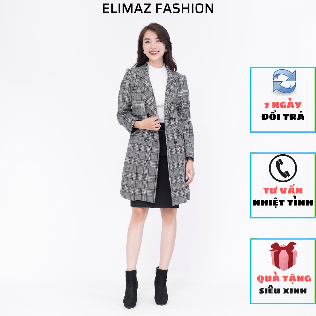 Áo dạ nữ công sở Elimaz thời trang dạ ép kẻ caro EA21.165