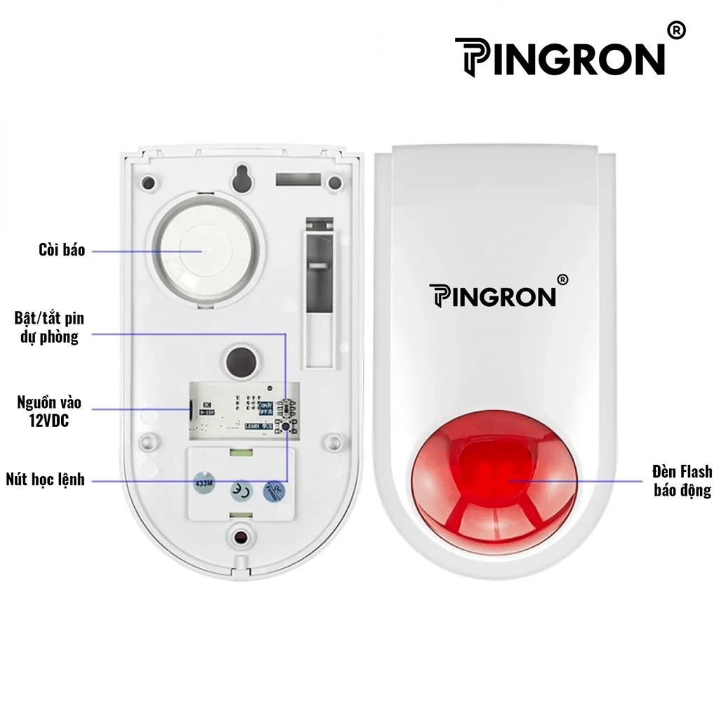 Còi Hú Không Dây Báo Trộm PINGRON PR-S05 I Bảo Hành 12 Tháng