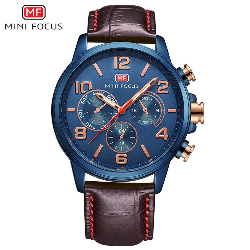 Đồng hồ nam MINI FOCUS MF001 dây da kiểu dáng năng động thời trang size 44mm