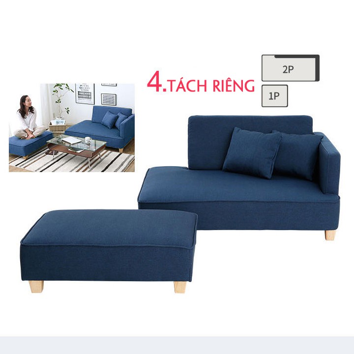 Ghế sofa phòng khách, Ghế sofa kiểu Nhật nhỏ gọn kèm đôn