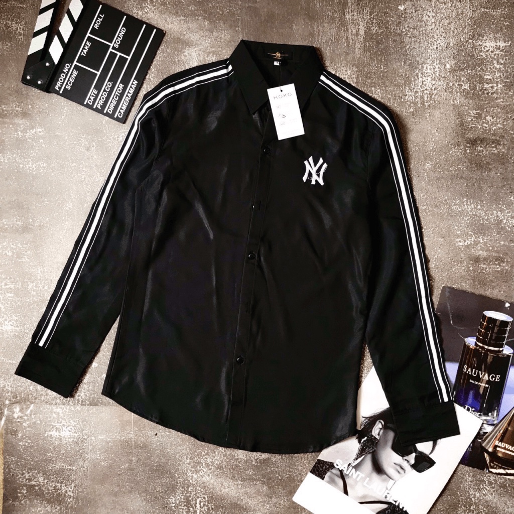 [FREE SHIP] ÁO SƠ MI NAM TRẮNG- ĐEN PHỐI SỌC TAY CHẤT KATE LỤA LỊCH LÃM NI