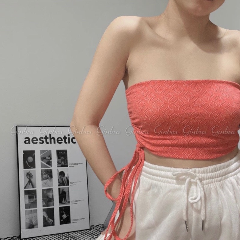Áo croptop nữ ống rút dây chéo cổ
