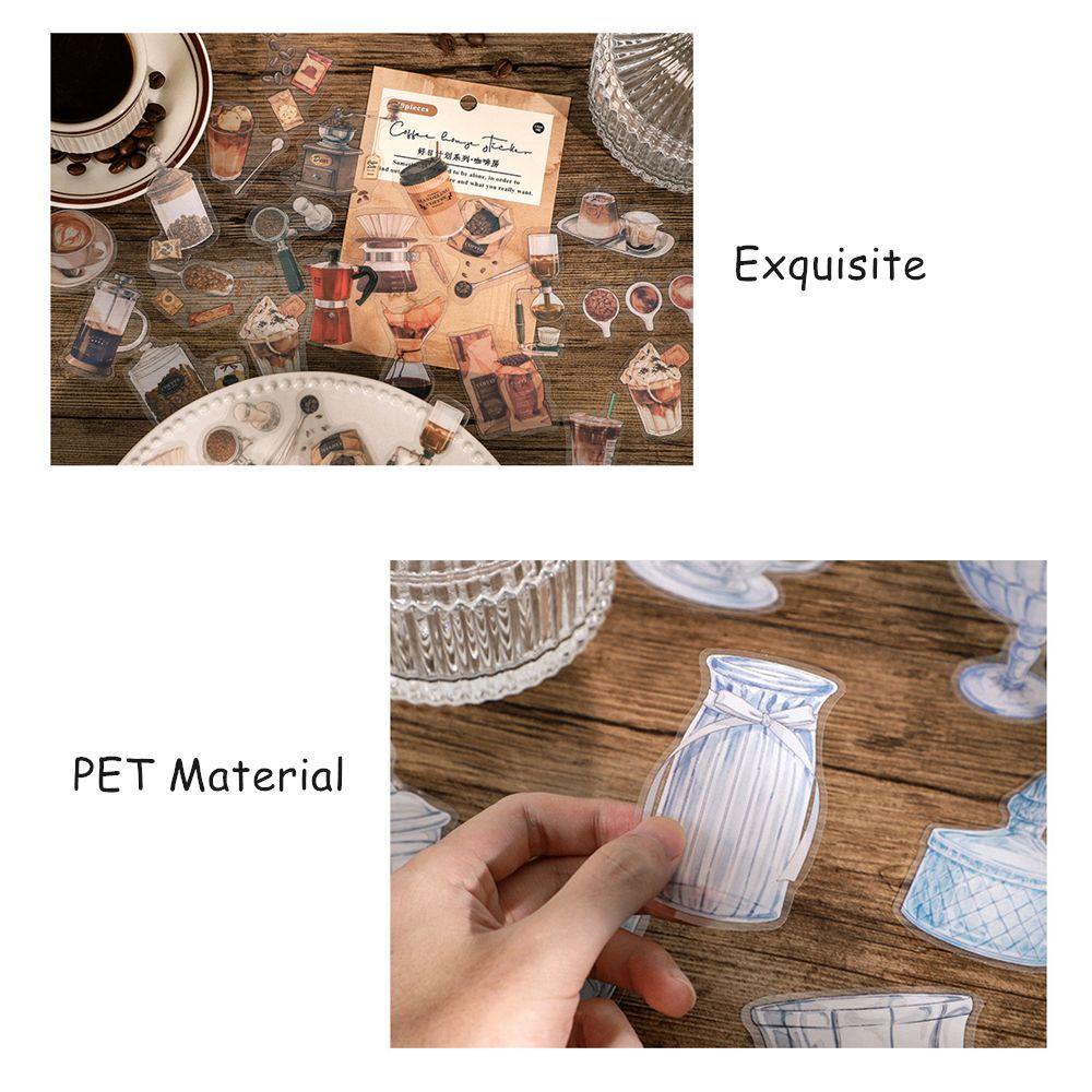 Set 40 Miếng Dán Hình Cà Phê / Bánh Mì / Cà Phê Vintage Trang Trí Điện Thoại