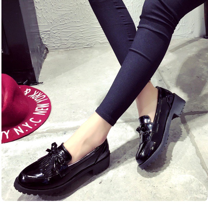 Giày Oxford da bóng nơ tua rua có video | BigBuy360 - bigbuy360.vn