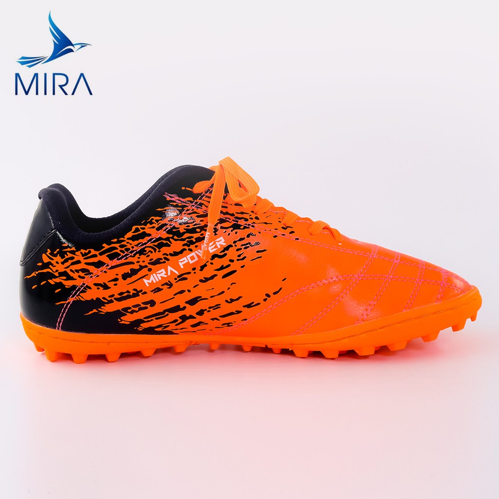 GIÀY ĐÁ BÓNG THƯƠNG HIỆU MIRA POWER MÀU CAM SÂN CỎ NHÂN TẠO