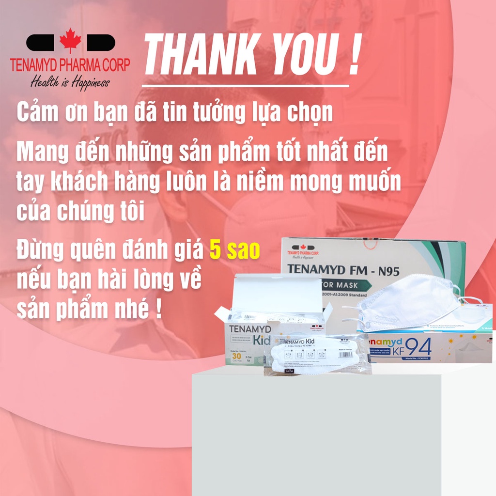 (COMBO 3 HỘP + QUÀ TẶNG) Khẩu Trang Y Tế TENAMYD KID Ngăn Ngừa Khói Bụi, Ô Nhiễm - Tenamyd Pharma Corp