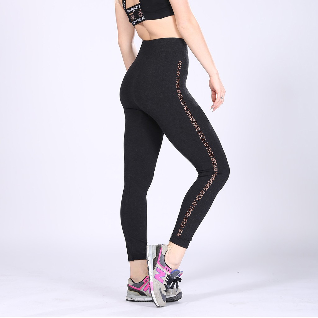 Quần Legging Thể Thao Tập Gym Yoga Chạy Bộ Phối Chữ Dọc P1967 - LoanTay