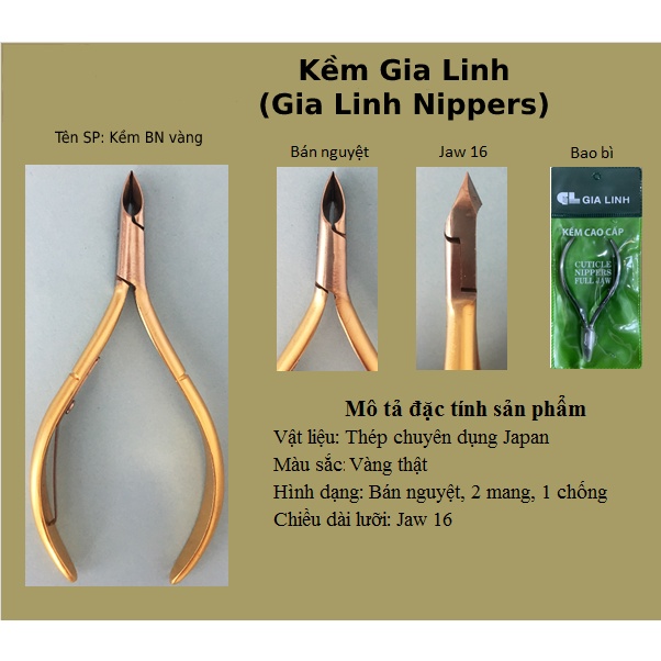 [Combo 10C+TẶNG 1 lấy khóe cán gỗ] Kềm bán nguyệt cắt da Gia Linh Nippers