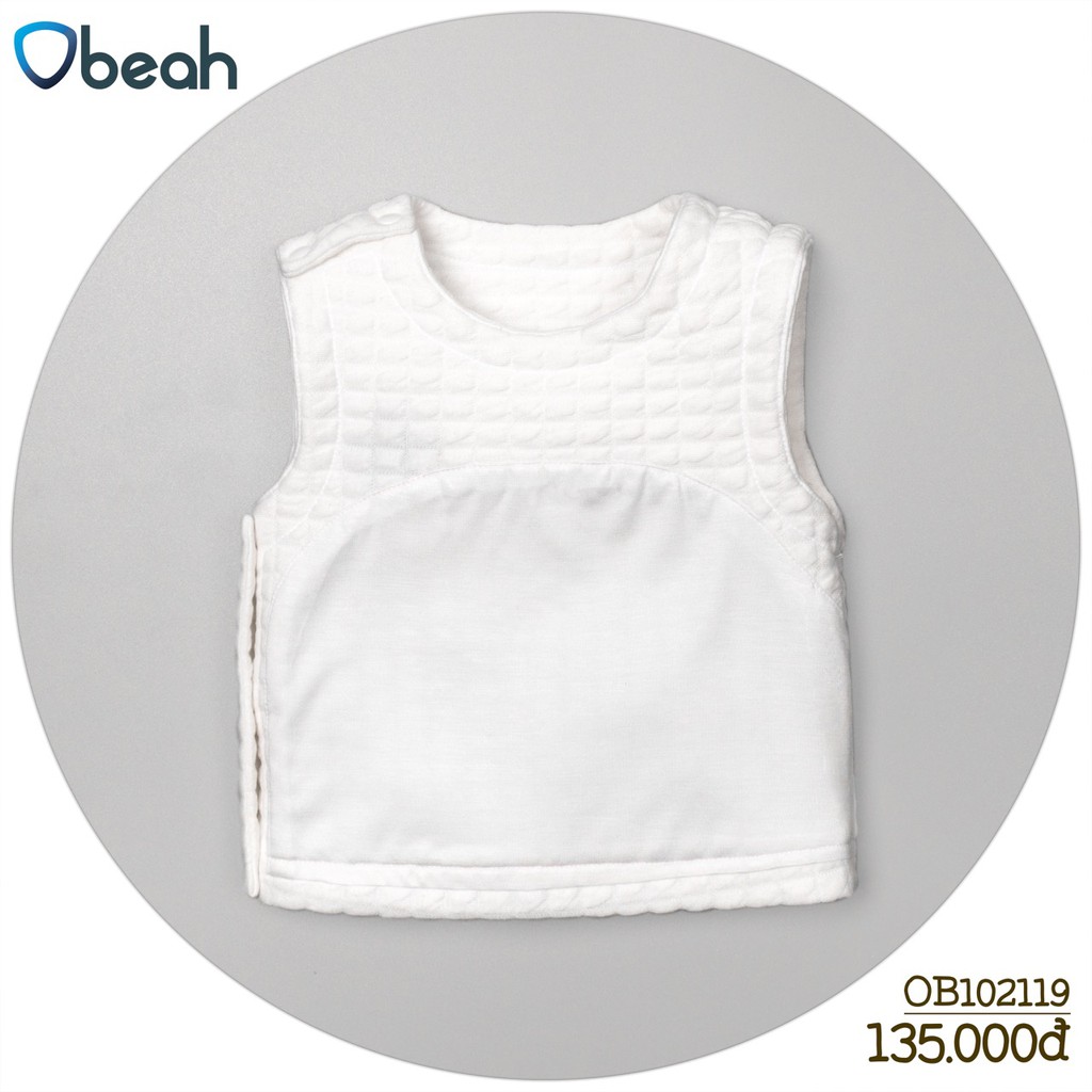 Áo gile trần bông Obeah màu trắng Fullsize 59 đến 90 cho bé yêu từ 0 đến 24 tháng tuổi