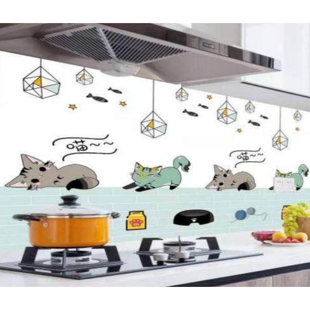 Decal dán bếp tráng nhôm cách nhiệt - Những chú mèo ham ngủ