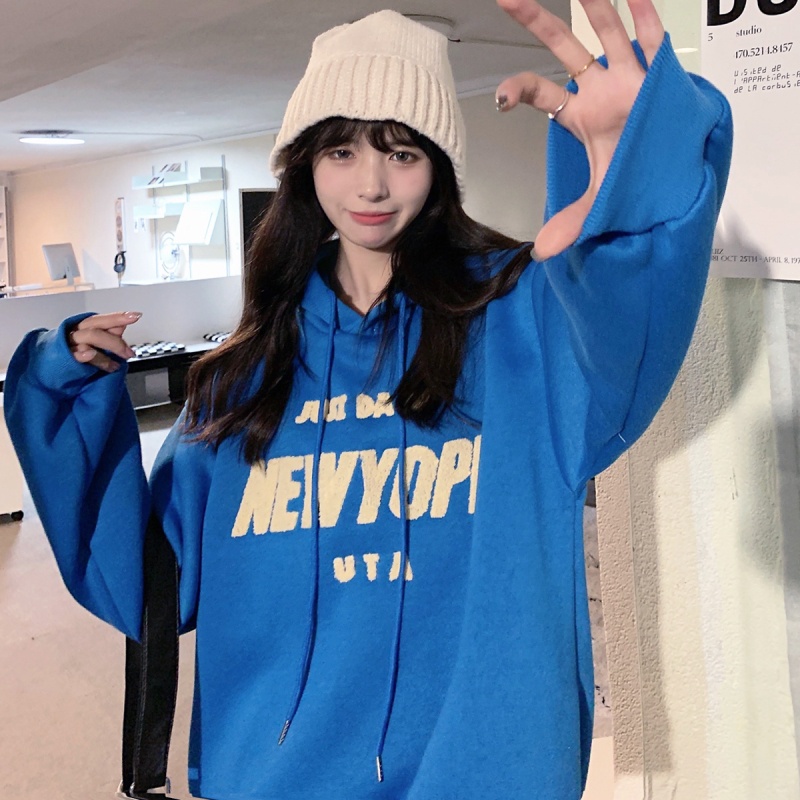 SUXI Áo nỉ nữ dài tay có mũ thời trang Hàn