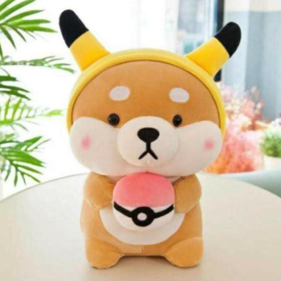 Gấu bông gối ôm chú chó Shiba Cosplay đáng yêu