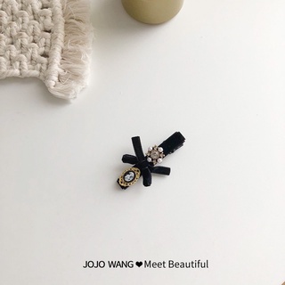 Kẹp tóc nhung nơ đính đá trendy