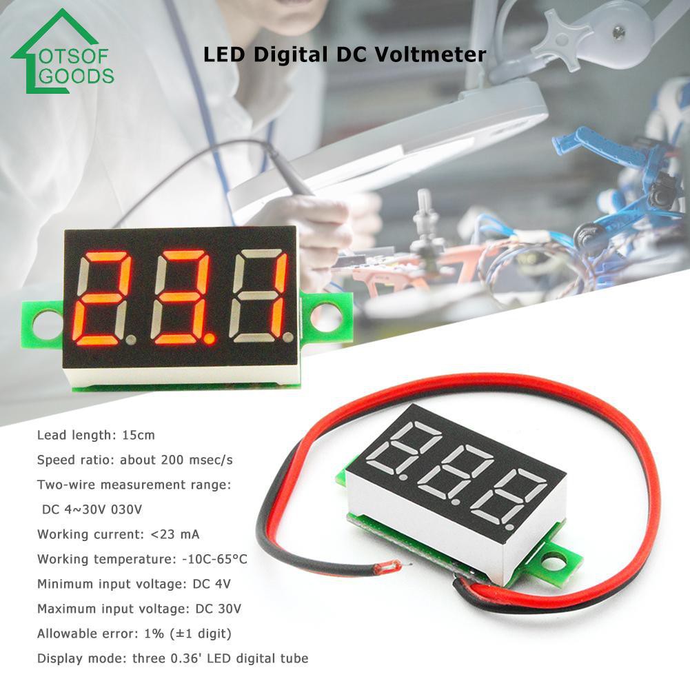 4-30V Digital Mini LED DC Voltmeter Red Panel Voltage Meter Tester