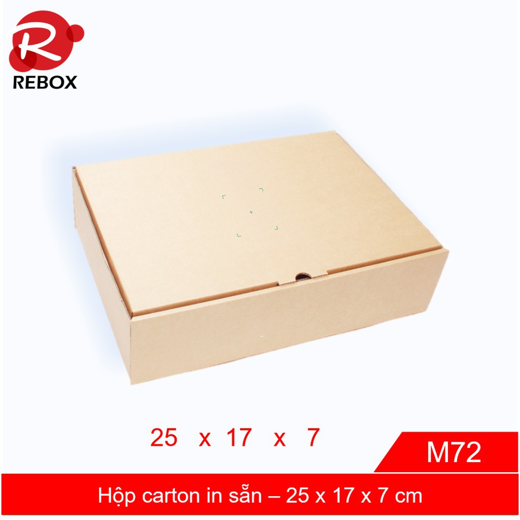 Hộp 25x17x7 cm - 50 hộp carton in sẵn giá rẻ siêu dày có nắp gài Rebox