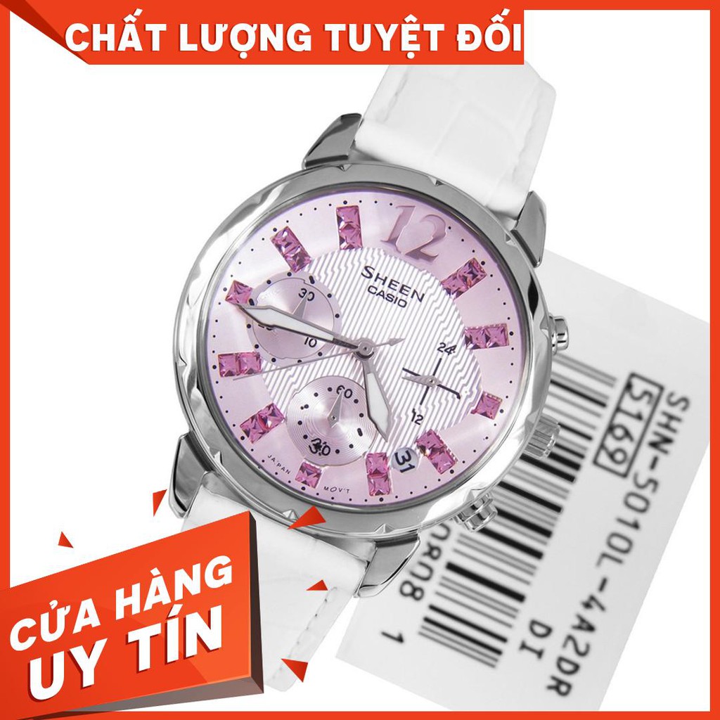 HOT Đồng Hồ Nữ Casio Sheen SHN-5010L-4A2DR Dây Da Màu Trắng