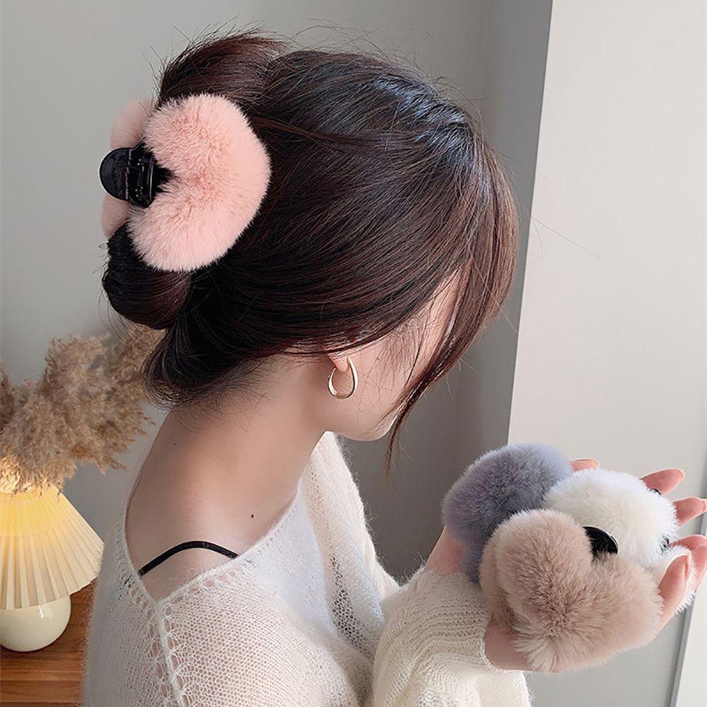 NICKOLAS Kẹp Tóc Đuôi Ngựa Hình Trái Tim Bằng Lông Nhung Dễ Thương Xinh Xắn