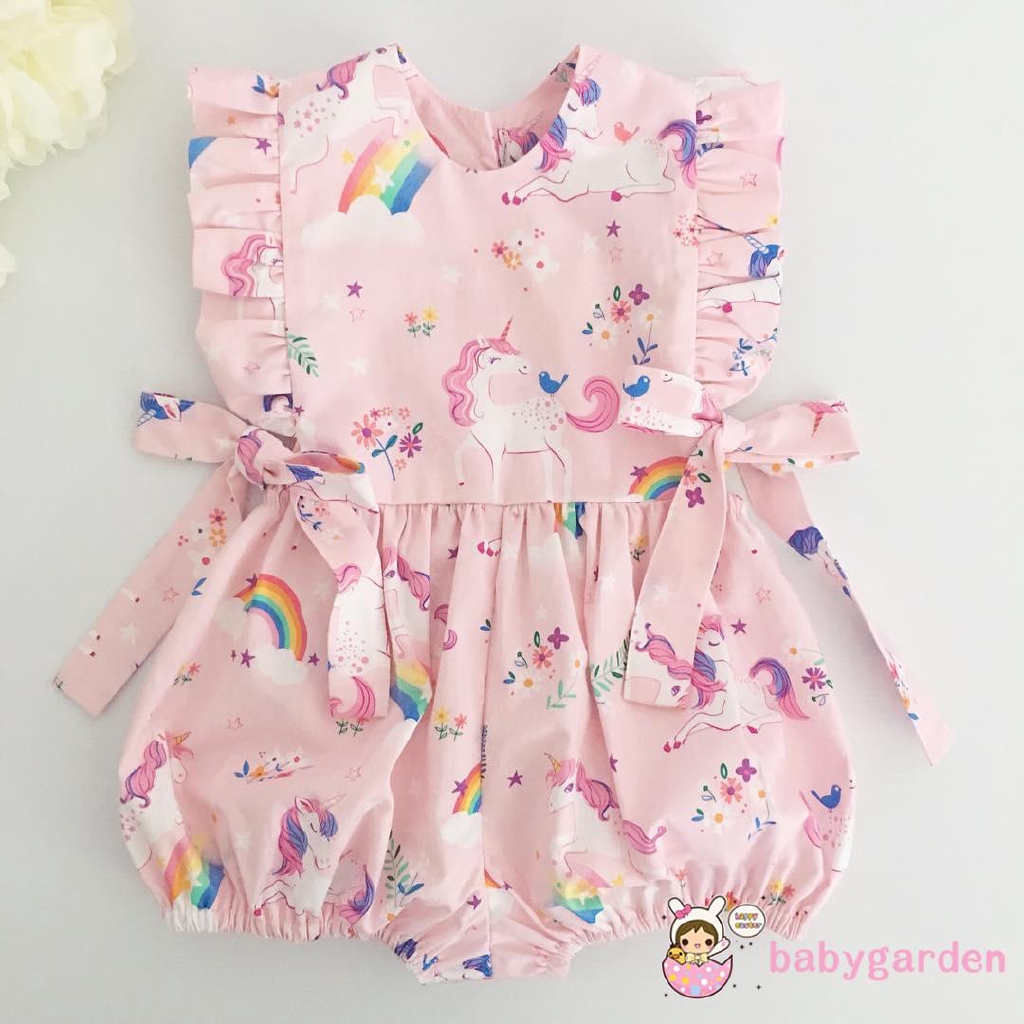 Áo liền quần họa tiết kỳ lân hoạt hình xinh xắn đáng yêu dành cho bé gái