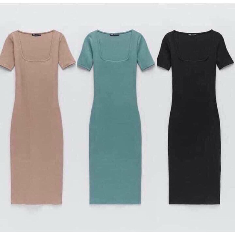 Đầm body tay ngắn / váy dáng dài cổ U  [Ảnh thật kèm video] | BigBuy360 - bigbuy360.vn