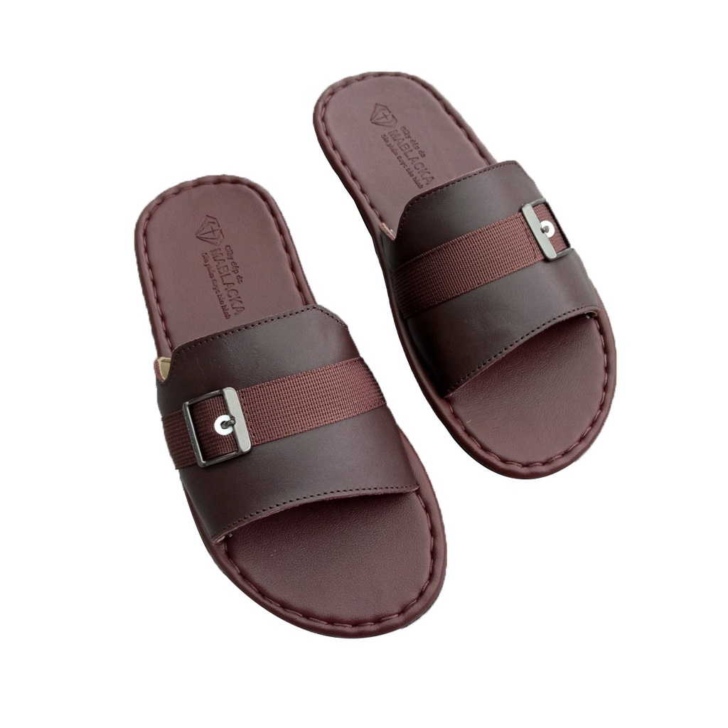 Dép nam quai ngang trơn Dép da nam DA THẬT