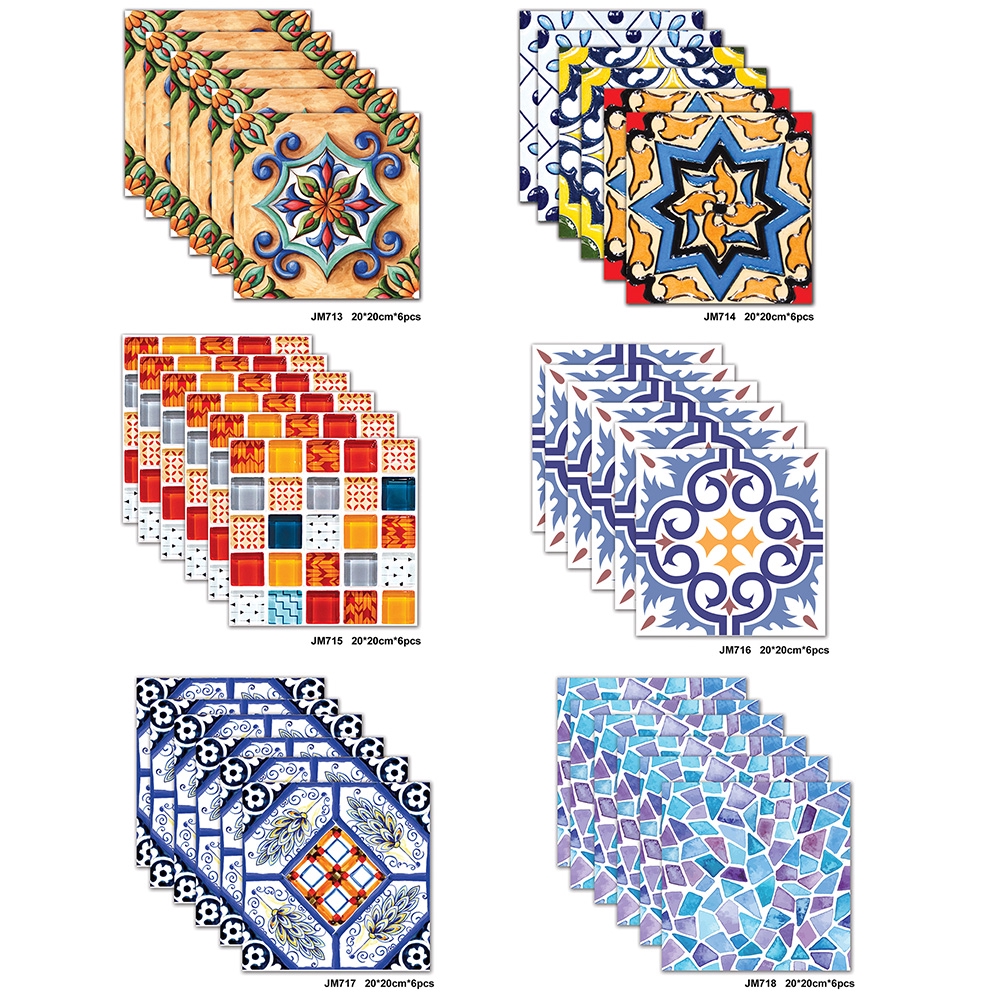 Set 6 miếng dán gạch OSSAYI 20X20Cm chống nước