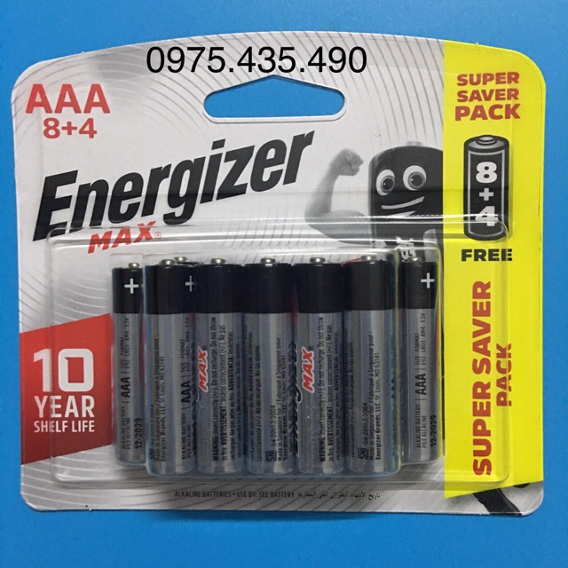 Combo 2 Vỉ Pin AAA Energizer Max E92BP8+4 Vỉ 12 Viên Made in Singapore Chính Hãng DKSH Việt Nam Nhập Khẩu