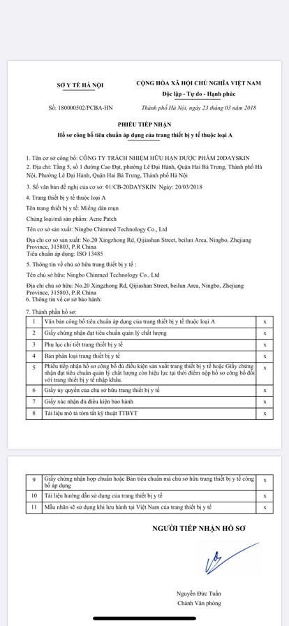 MIẾNG DÁN MỤN 20DAYSKIN