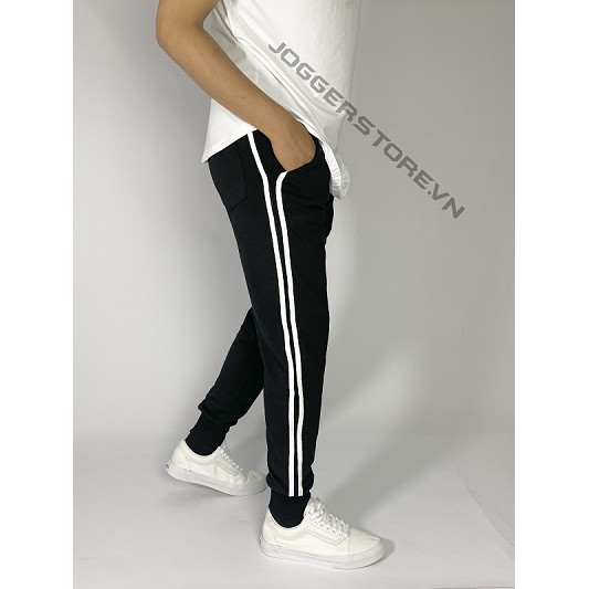 QUẦN JOGGER THUN ĐEN 2 SỌC - HÌNH THẬT SHOP TỰ CHỤP 100%