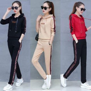 Bộ đồ thể thao thu đông nữ cao cấp thêu fashion