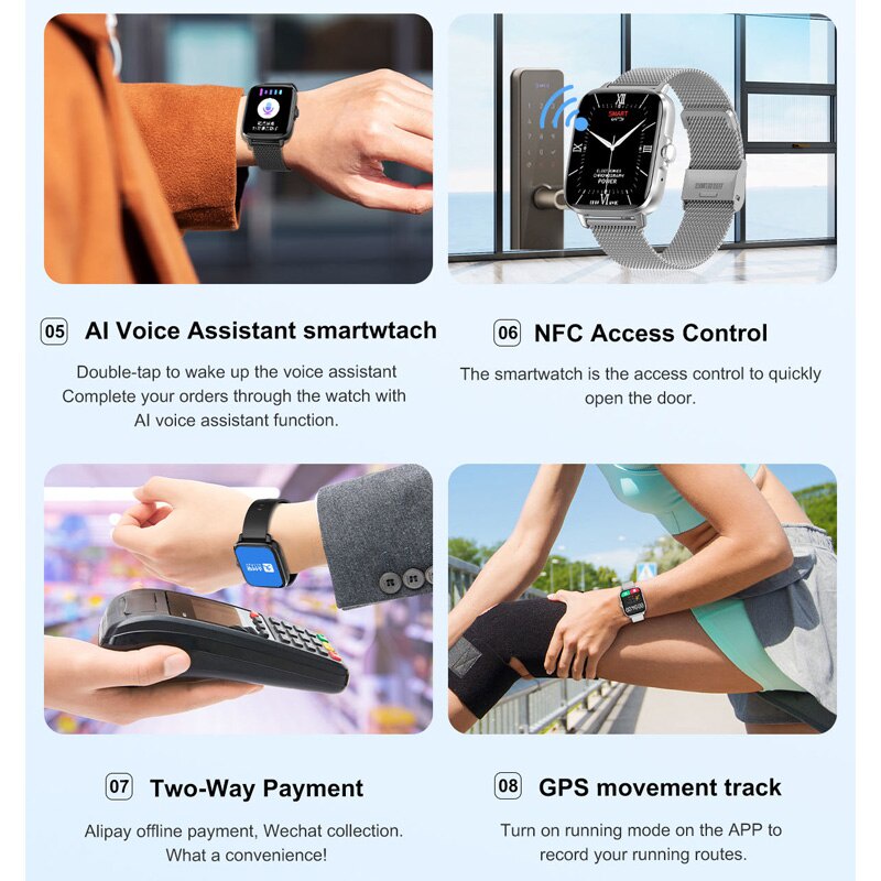 Đồng Hồ Thông Minh DT102 NFC 2022 1.9" GPS Có Sạc Không Dây Đa Năng Kèm Phụ Kiện Cho 7