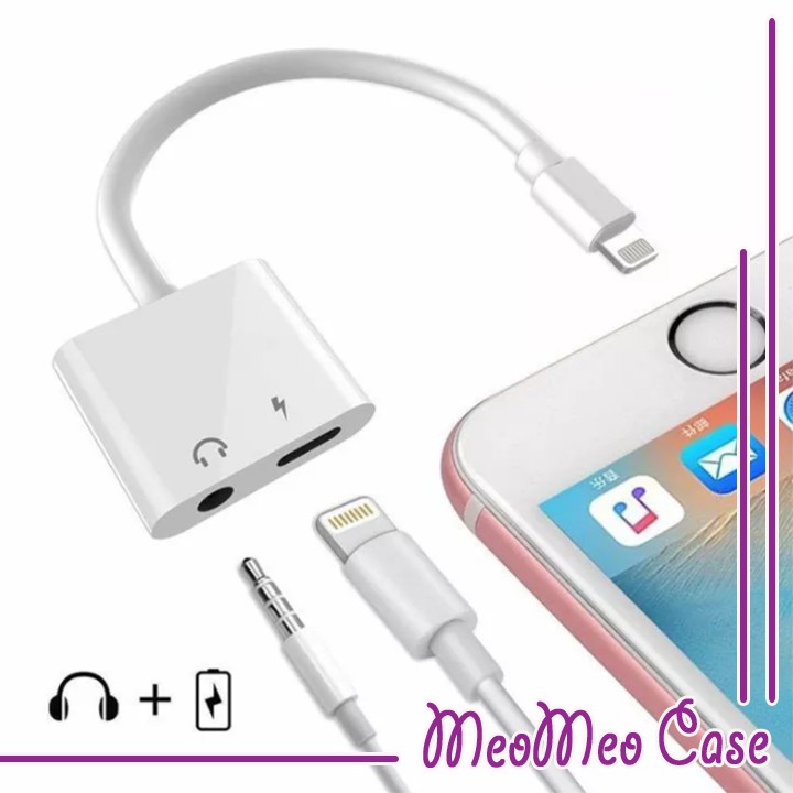 Jack chuyển đổi tai nghe chân Lightning Sang Jack 3.5 mm Kèm Chân Sạc Dành Cho Iphone 7 trở lên kết nối blt