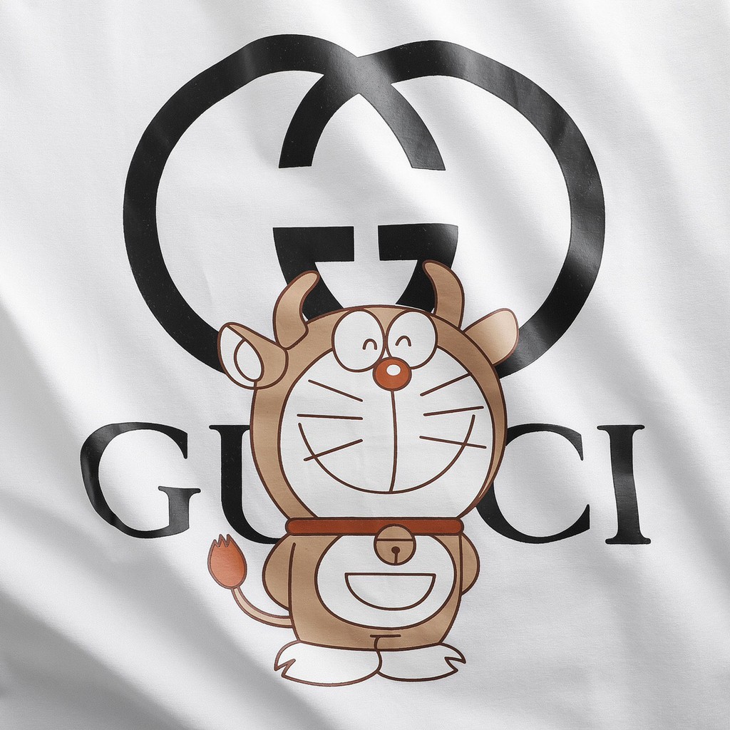 Áo Phông Unisex Cotton GUCCI x Doraemon 2021 (Đen/Trắng/Đỏ)