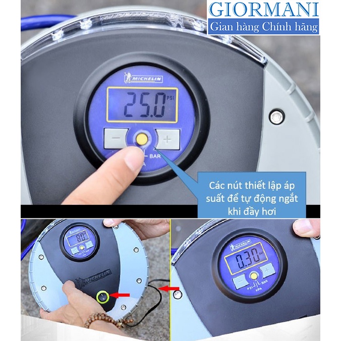 Máy bơm lốp oto xe hơi Michelin 4389ML  - Hàng cao cấp GIORMANI