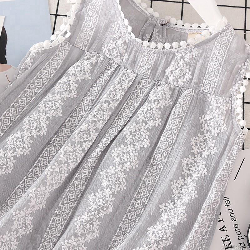 Áo cotton sát nách in hoa mùa hè cho bé gái