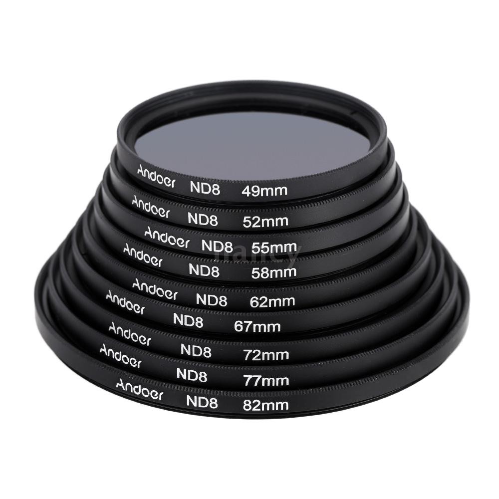 Bộ kính lọc tròn 72mm UV+CPL+ND8 phân cực ND8 Andoer có túi đựng cho Nikon Canon