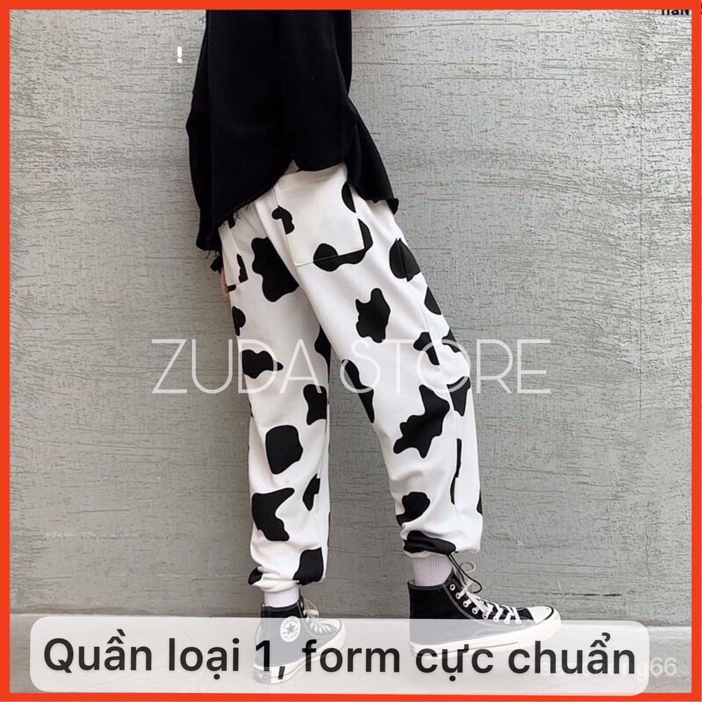 Quần Bò Sữa Bo Gấu Nam Nữ Unisex🌸Quần Dài Hoạ Tiết Bò Sữa Ulzzang,ZUDA STORE