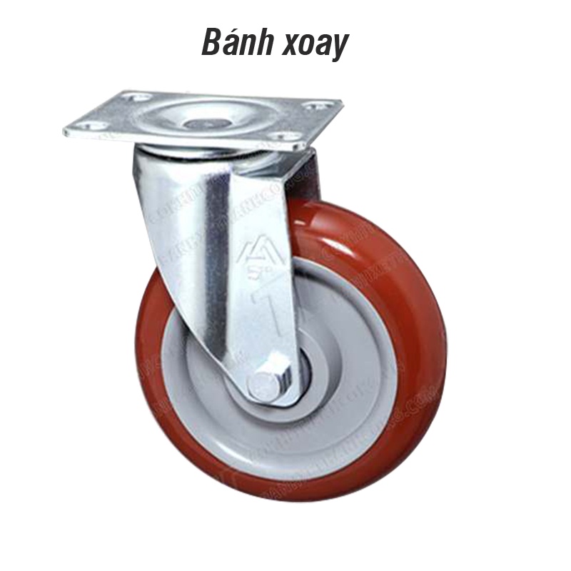 Combo 4 bánh xe đẩy hàng 75mm chịu tải 220kg, lắp cho xe kéo, xe đẩy hàng