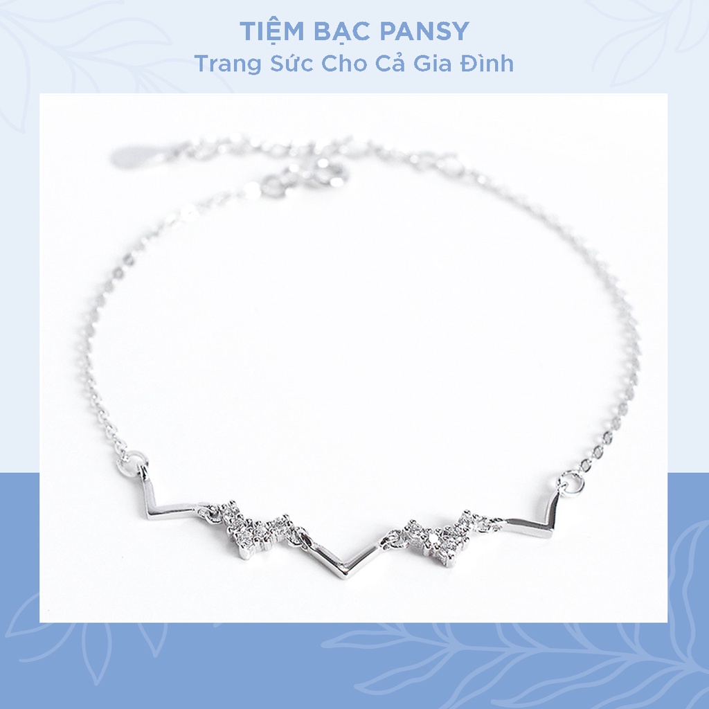 Lắc tay bạc nữ cao cấp PANSY - Vòng tay nữ bạc thật hình nhịp tim cá tính không gỉ