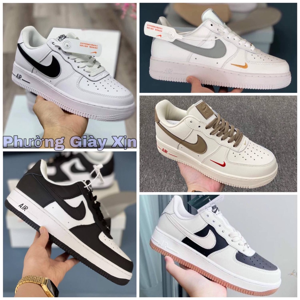 Giày thể thao nike air force 1 các màu mới , Giày NIKE AF1 panda đen trắng vệt nâu vệt đen các mẫu mới ƞhất 2022