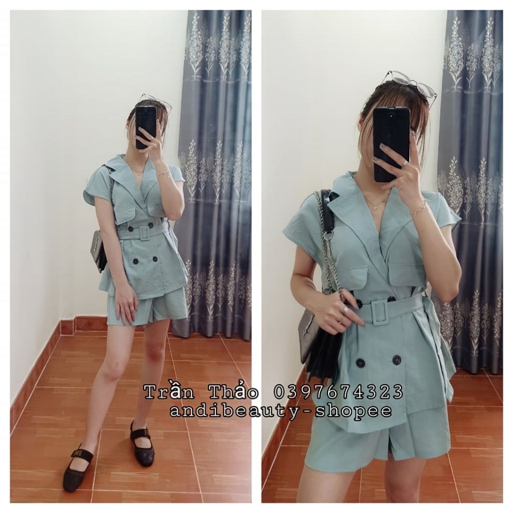 Sét Bộ Vest Đùi Nữ🍓FREESHIP🍓 Đồ Bộ Cao Cấp Thời Trang Vải Đũi Xịn Siêu Hot