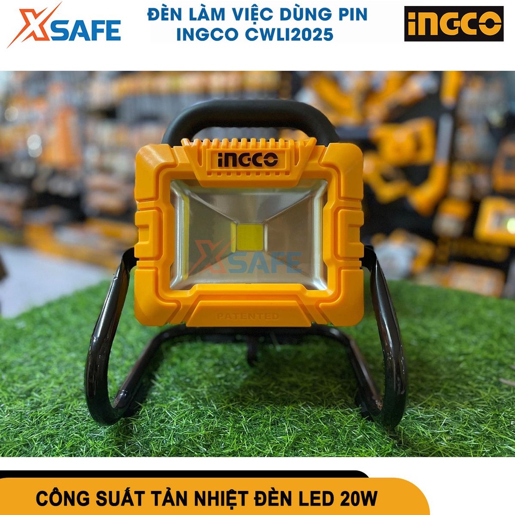 Đèn làm việc dùng pin 20V INGCO CWLI2025 đèn để bàn mini độ sáng cao 1800 lumens, độ sáng thấp 900 lumens[CHÍNH HÃNG]
