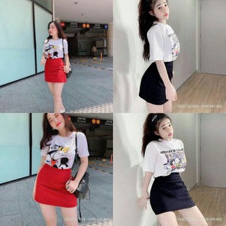Set áo thun in hình (kèm chân váy thun gân) (Hình thật ảnh cuối)