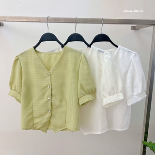 Áo kiểu công sở - áo tay phồng nhiennhienvintage BA133