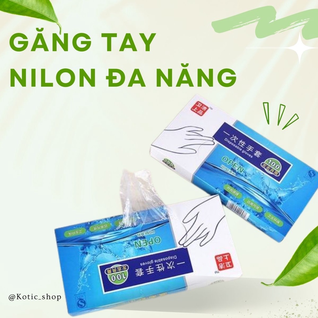 Găng tay nilon găng tay túi bóng chế biến thực phẩm vệ sinh nhà cửa - Hộp 200 Cái Bảo Hành 1 đổi 1 Kotic_shop